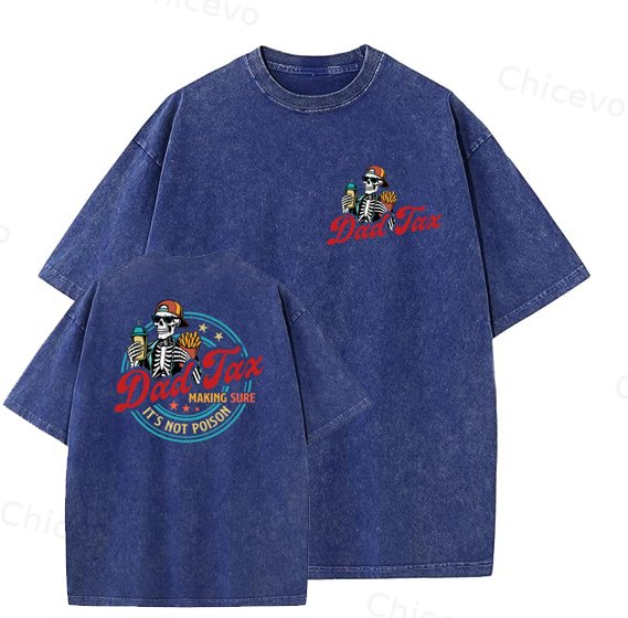 Dad Tax Washed And Distressed Pattern Crew Neck T-Shirt