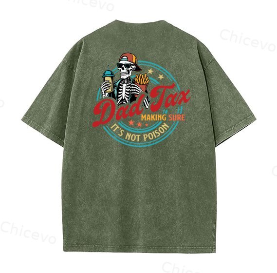 Dad Tax Washed And Distressed Pattern Crew Neck T-Shirt