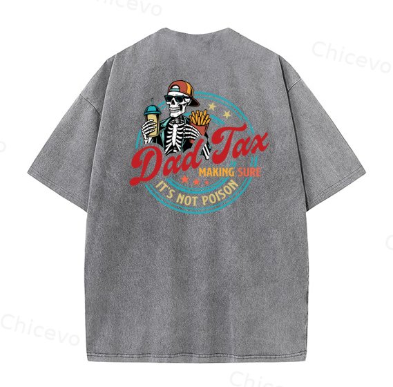 Dad Tax Washed And Distressed Pattern Crew Neck T-Shirt