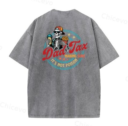 Dad Tax Washed And Distressed Pattern Crew Neck T-Shirt