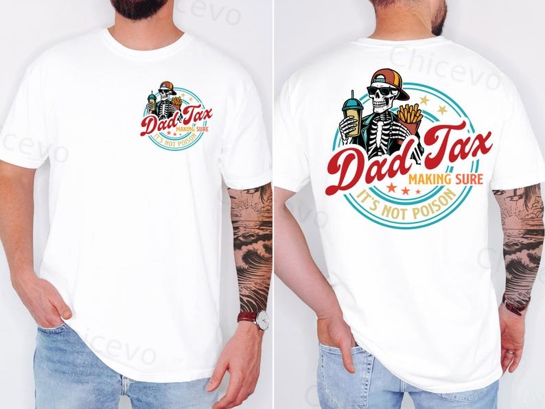 Dad Tax Washed And Distressed Pattern Crew Neck T-Shirt