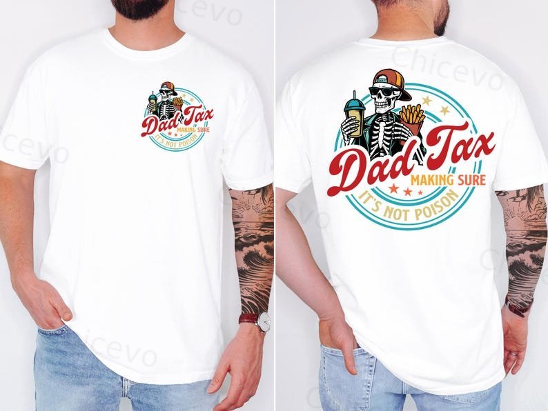 Dad Tax Washed And Distressed Pattern Crew Neck T-Shirt