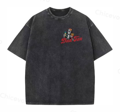 Dad Tax Washed And Distressed Pattern Crew Neck T-Shirt