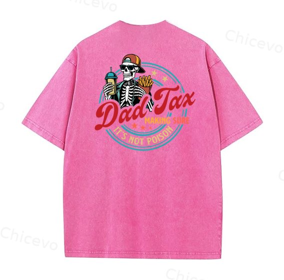 Dad Tax Washed And Distressed Pattern Crew Neck T-Shirt