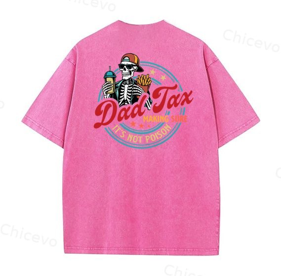 Dad Tax Washed And Distressed Pattern Crew Neck T-Shirt