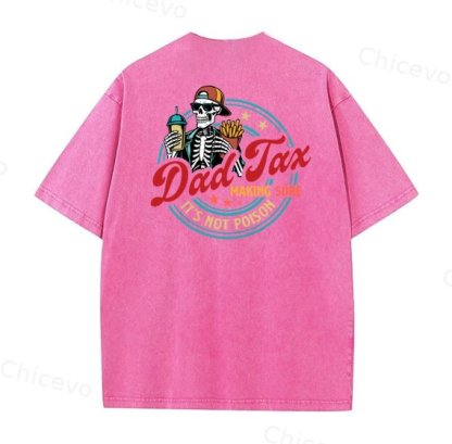 Dad Tax Washed And Distressed Pattern Crew Neck T-Shirt