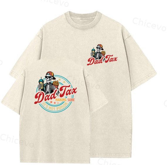 Dad Tax Washed And Distressed Pattern Crew Neck T-Shirt