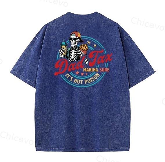Dad Tax Washed And Distressed Pattern Crew Neck T-Shirt