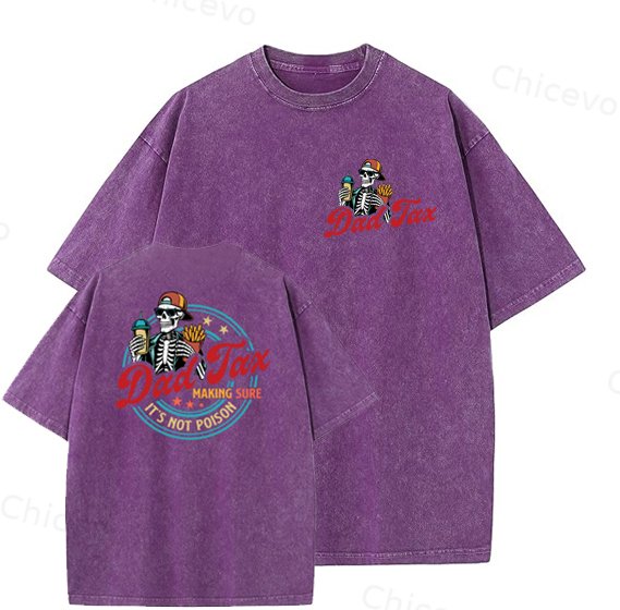 Dad Tax Washed And Distressed Pattern Crew Neck T-Shirt