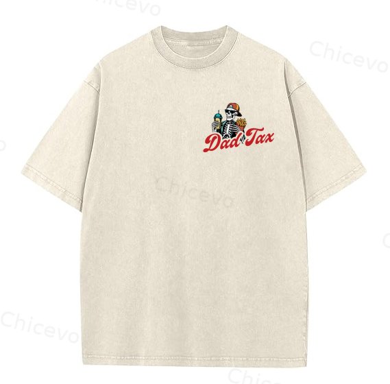 Dad Tax Washed And Distressed Pattern Crew Neck T-Shirt