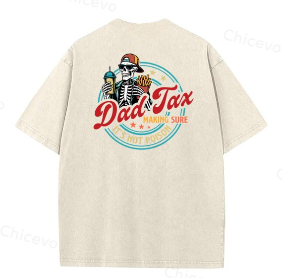 Dad Tax Washed And Distressed Pattern Crew Neck T-Shirt