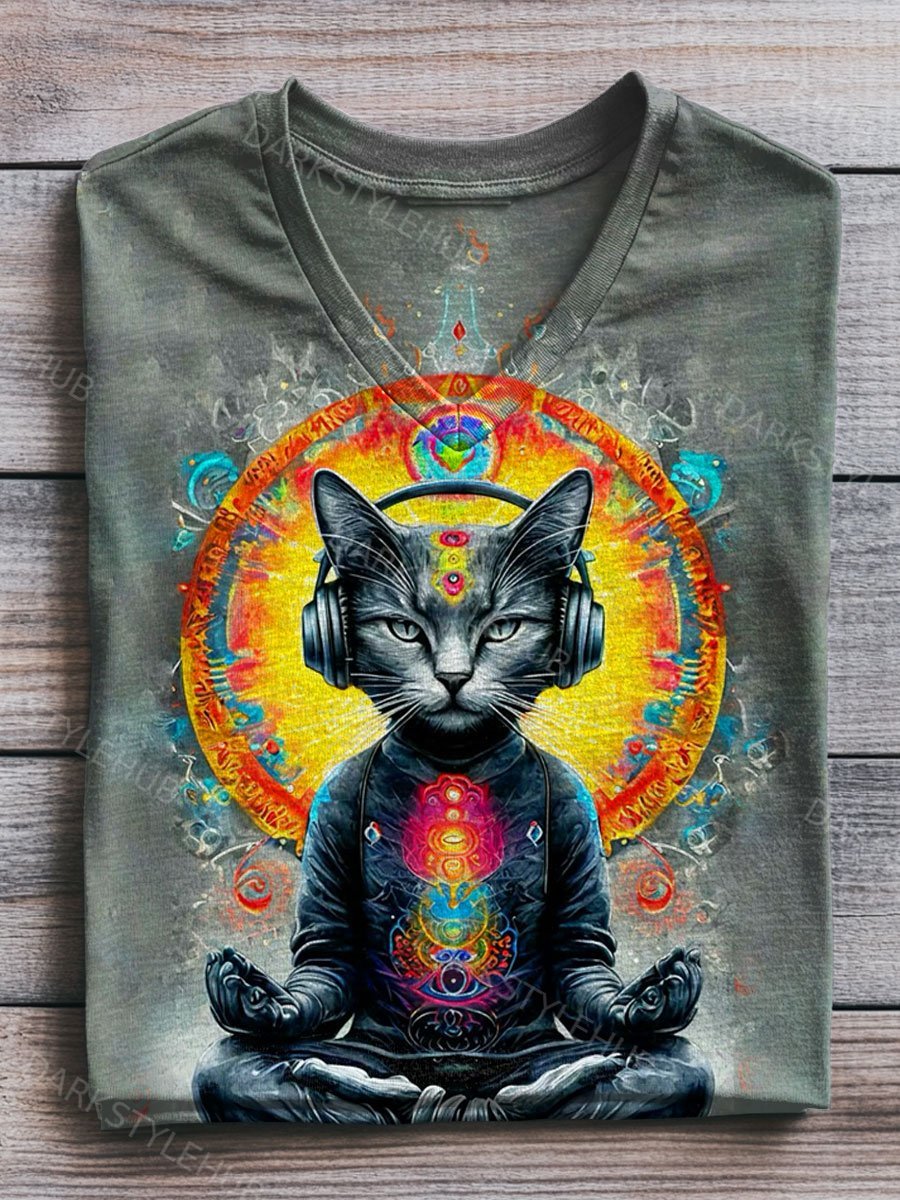 Cat Fancy Art Print Casaul Short Sleeve T-shirt