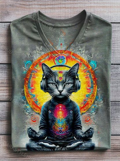 Cat Fancy Art Print Casaul Short Sleeve T-shirt