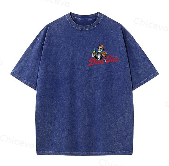 Dad Tax Washed And Distressed Pattern Crew Neck T-Shirt