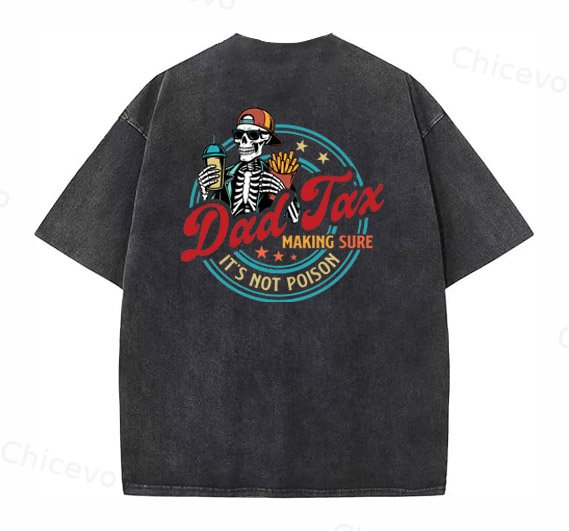 Dad Tax Washed And Distressed Pattern Crew Neck T-Shirt