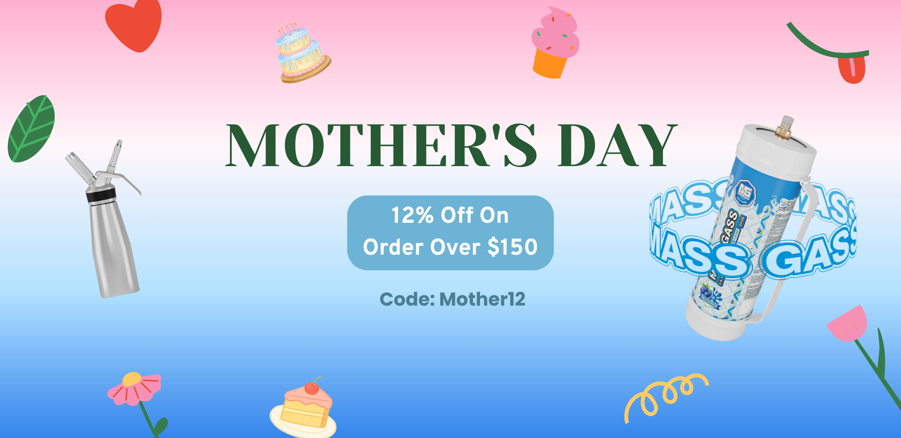 {"default":"massgass mother's day discount,massgass discount,,cream charger,nitrous oxide tank,"}
