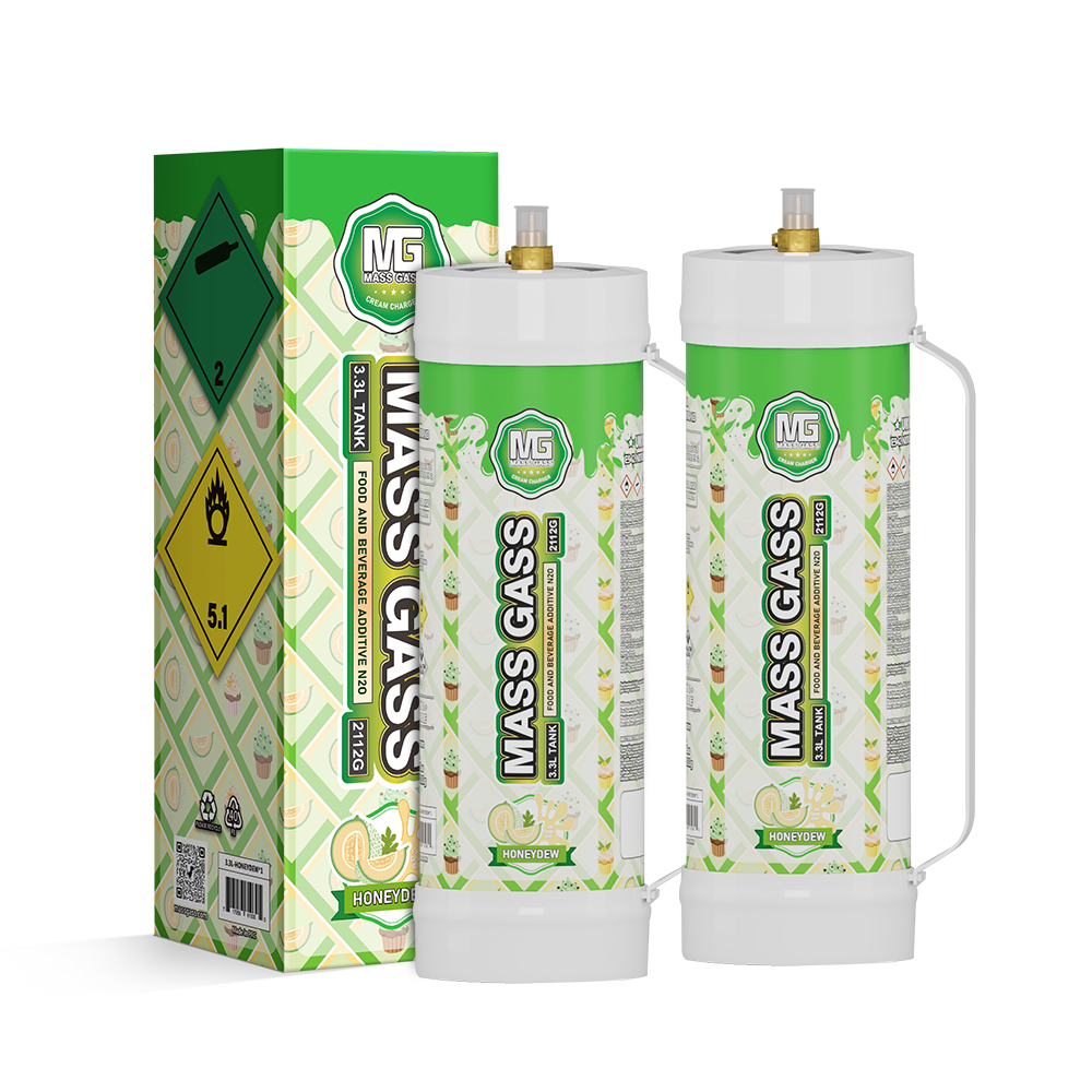 MassGass 3.3L/2112g -Honeydew Flavor Whipped Nitrous Oxide Cream Charger Tanks