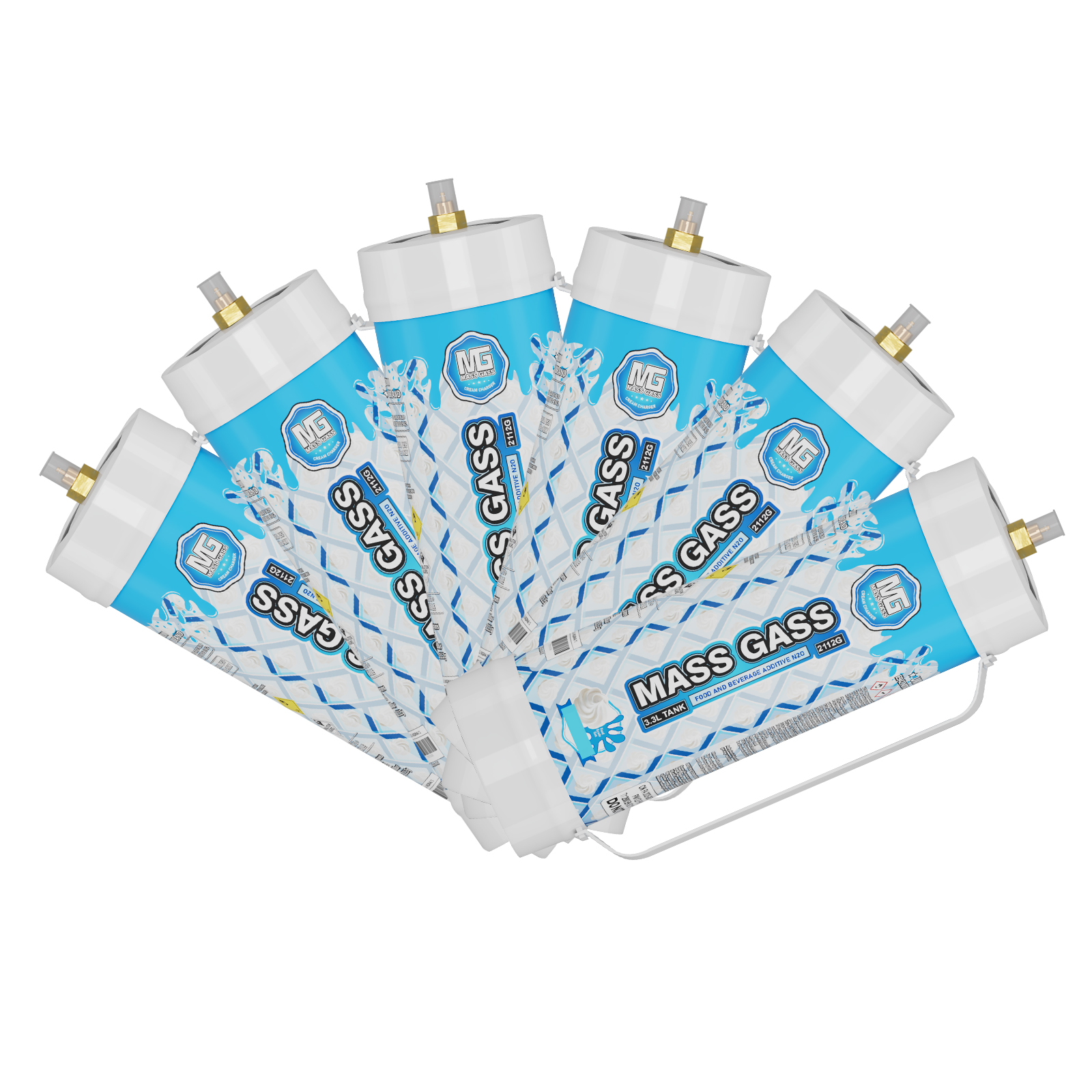 MassGass Original Flavor Cream Charger Tanks 3.3L/2112g (6-Pack Case)