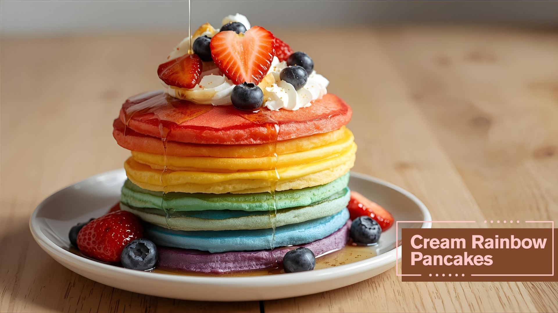 Cream Rainbow Pancakes recipe