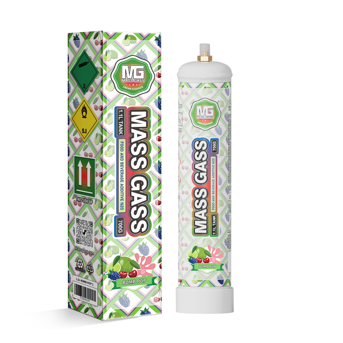 MassGass Bomb Pop Flavor Whipped Nitrous Oxide Cream Chargers-MassGass