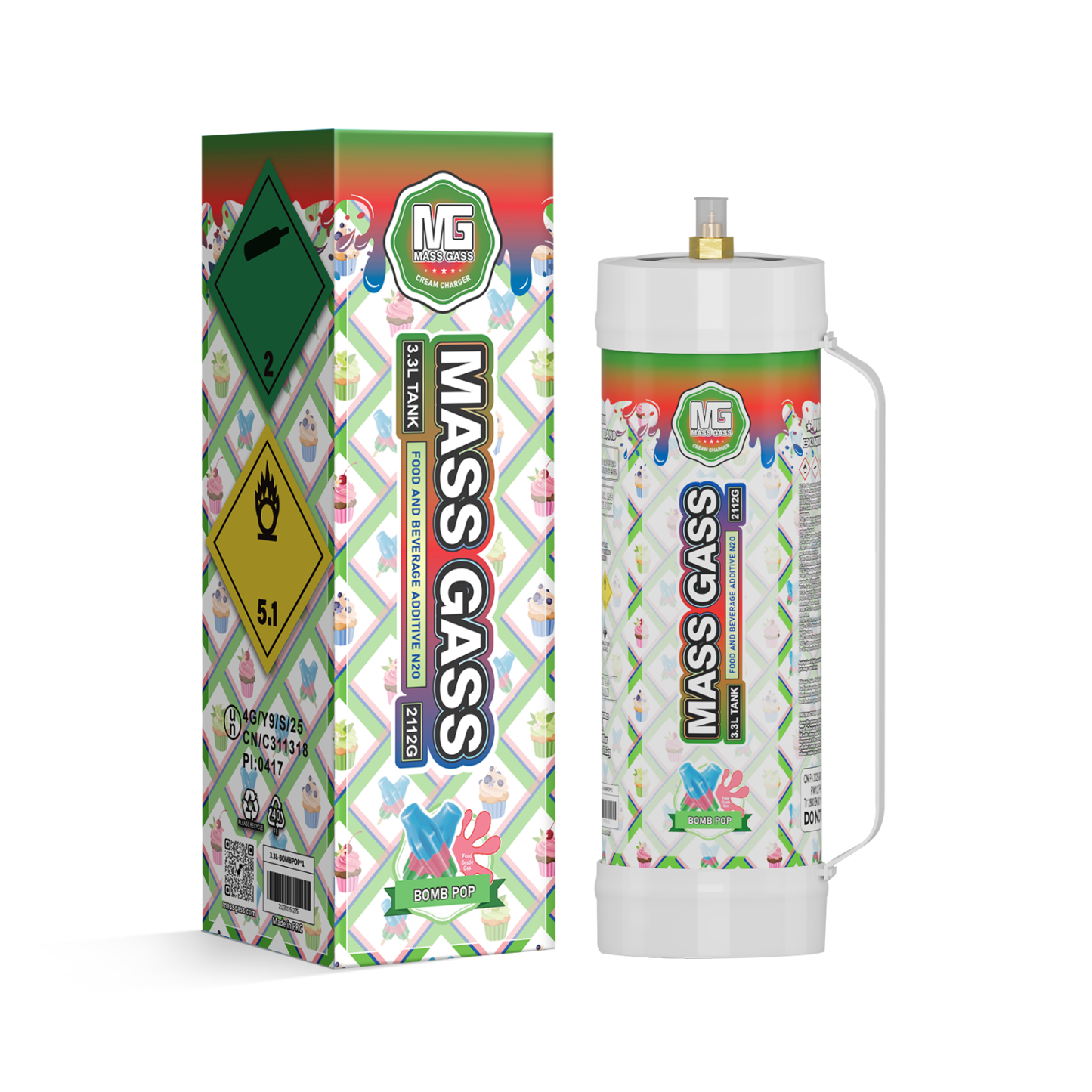 MassGass 3.3L/2112g -Bombpop Flavor Whipped Cream Chargers