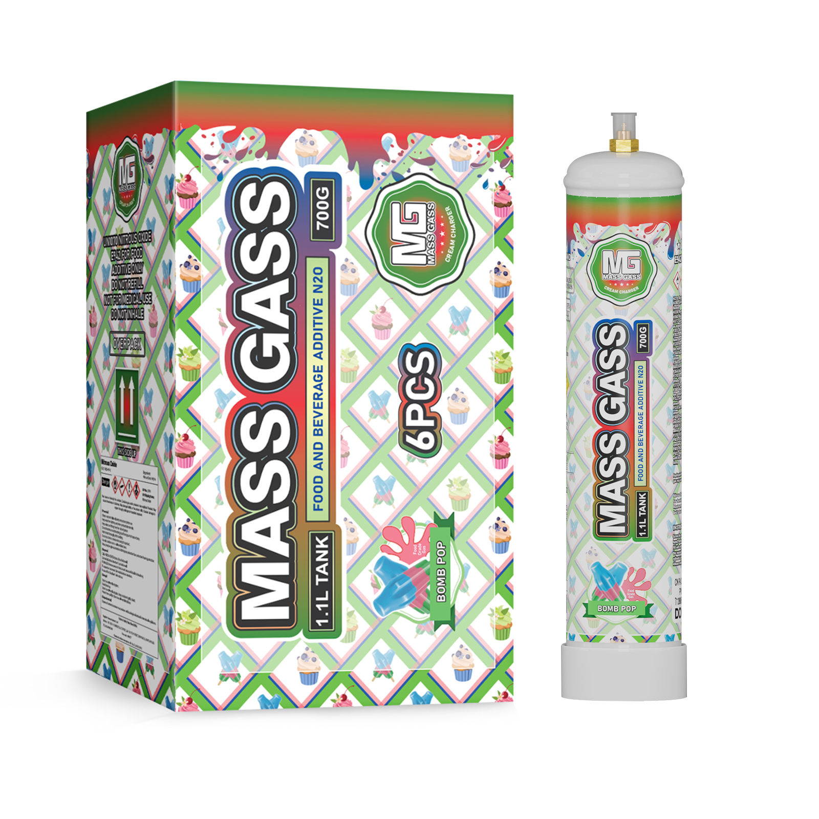 MassGass Bomb Pop Flavor Whipped Nitrous Oxide Cream Chargers