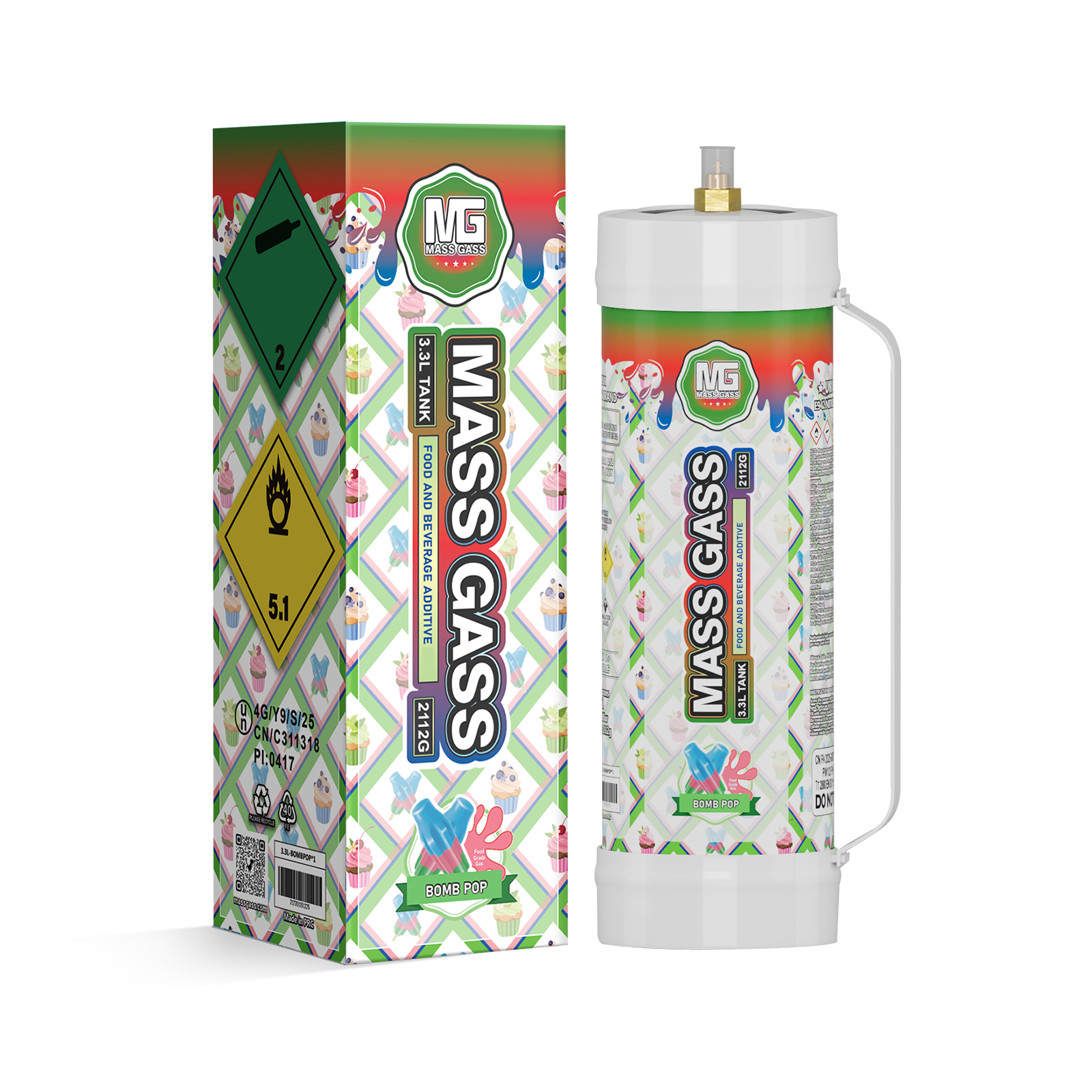 MassGass Bomb Pop Flavor Whipped Nitrous Oxide Cream Charger