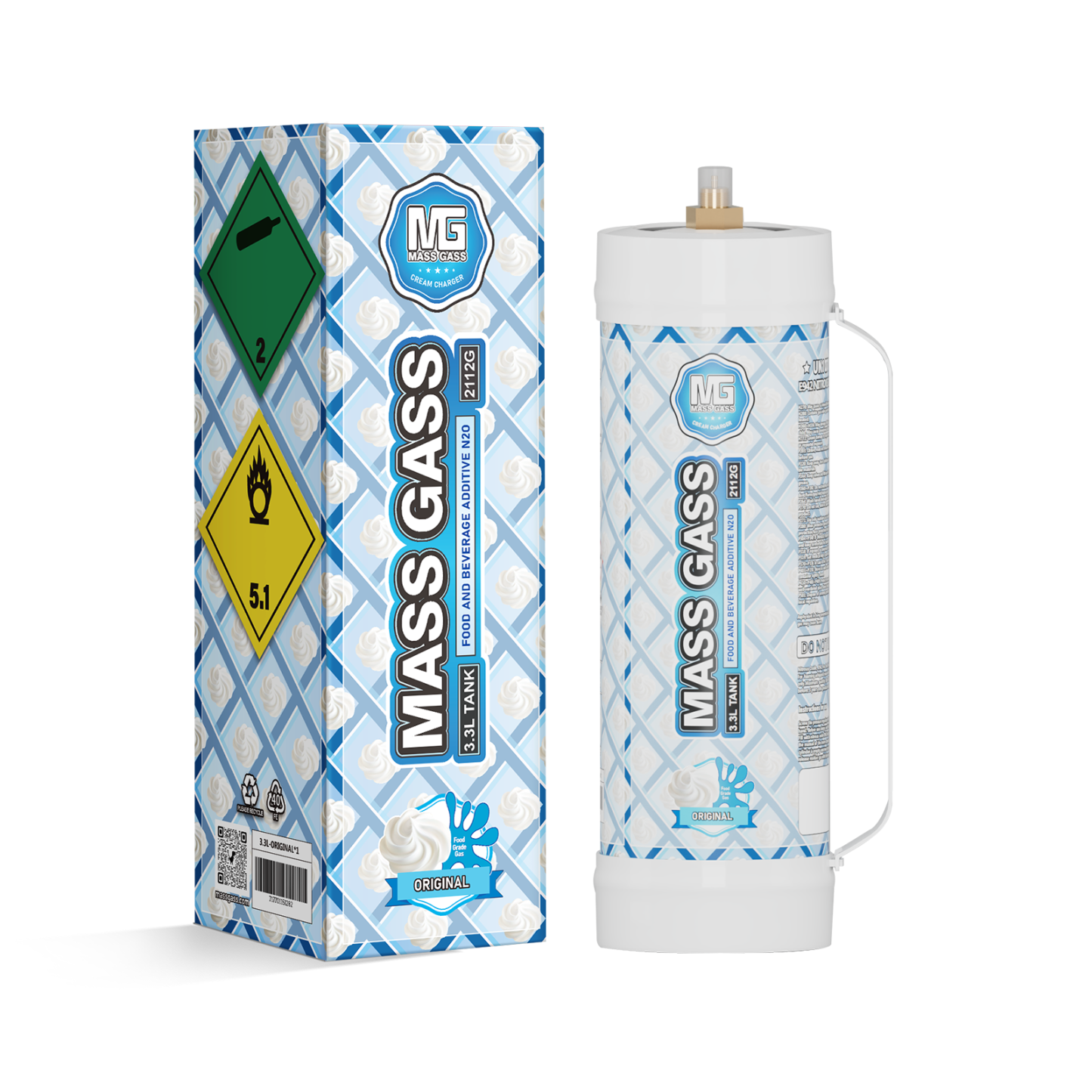 MassGass 3.3L/2112g -Original Flavor Whipped Nitrous Oxide Cream Chargers-MassGass