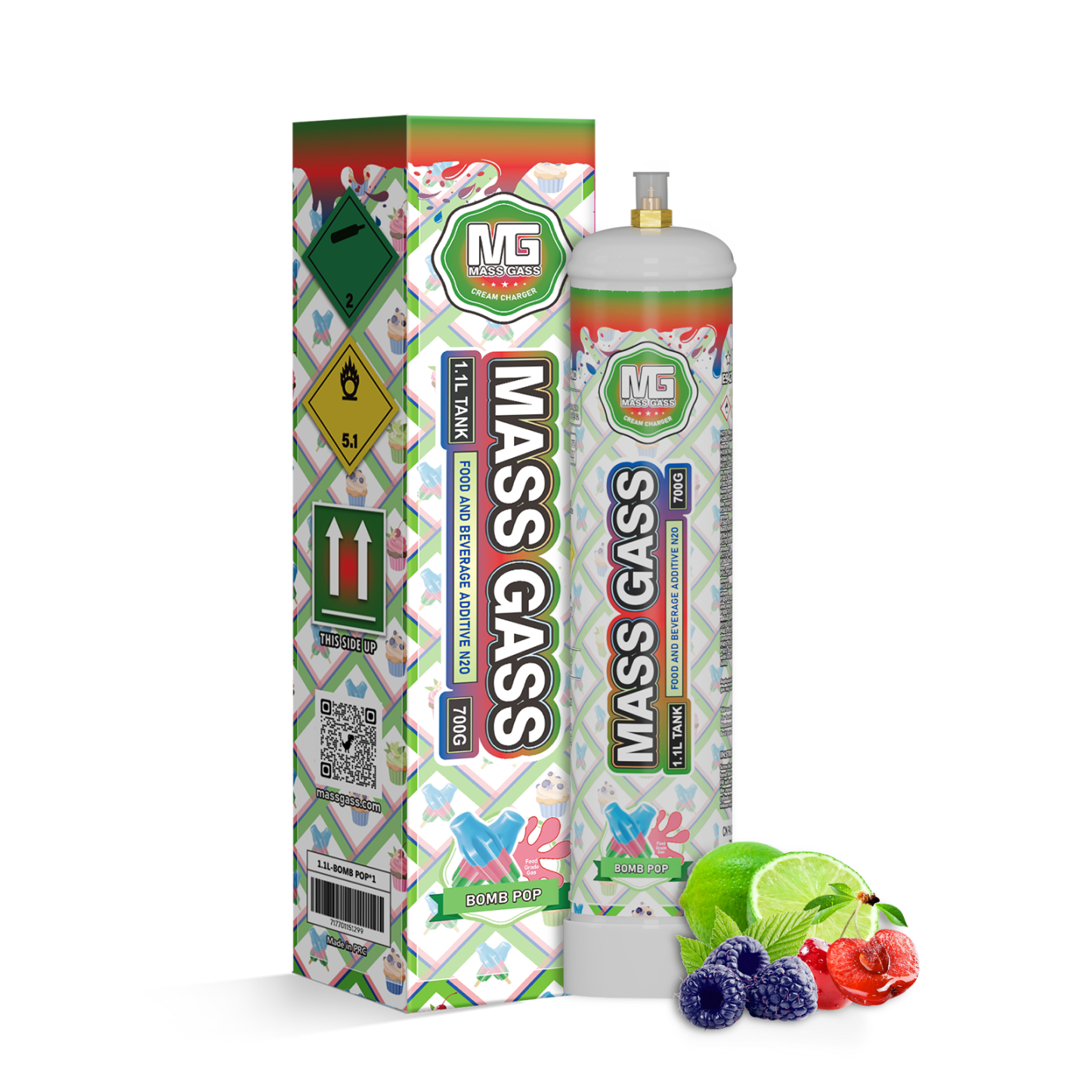 MassGass Bomb Pop Flavor Whipped Nitrous Oxide Cream Charger
