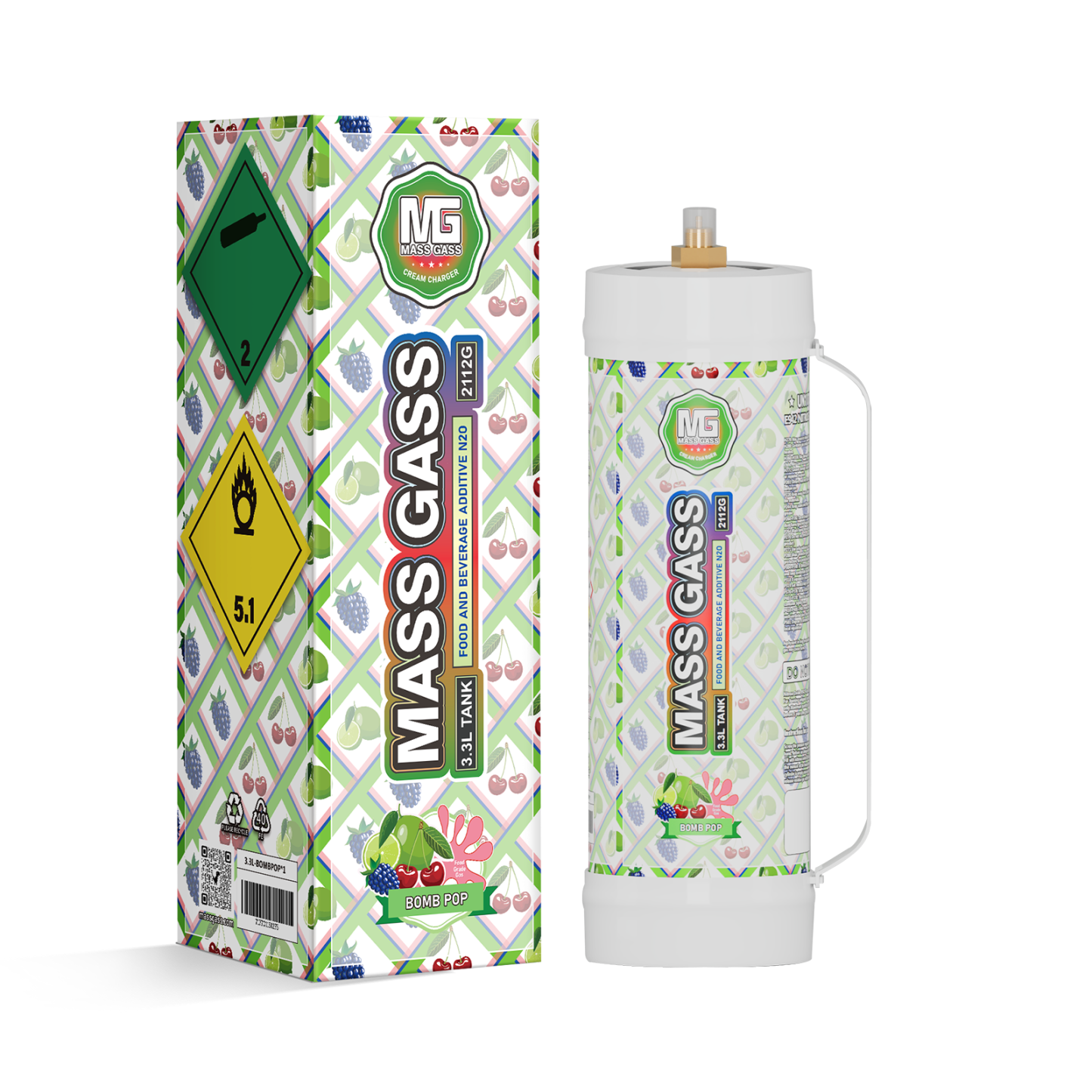 MassGass Bomb Pop Flavor Whipped Nitrous Oxide Cream Chargers-MassGass