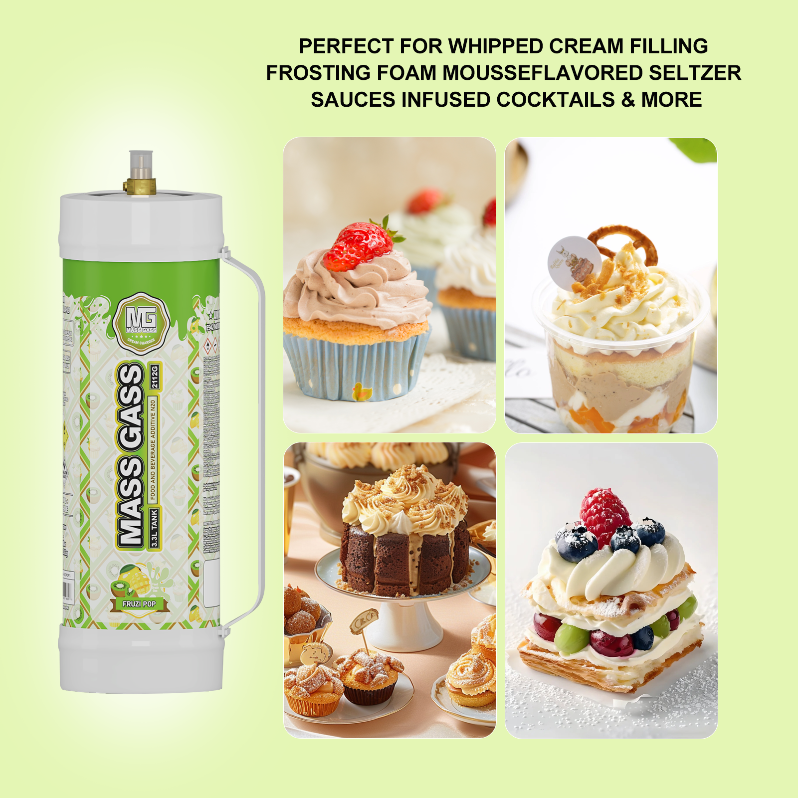 Massgass Fruzi Pop 3.3L (2112g) Flavor-Infused N2O Cylinder