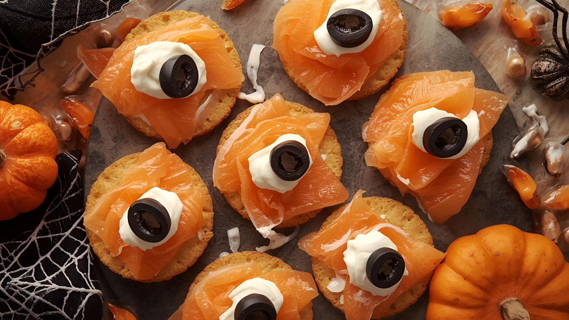 Halloween Smoked Salmon Canapes