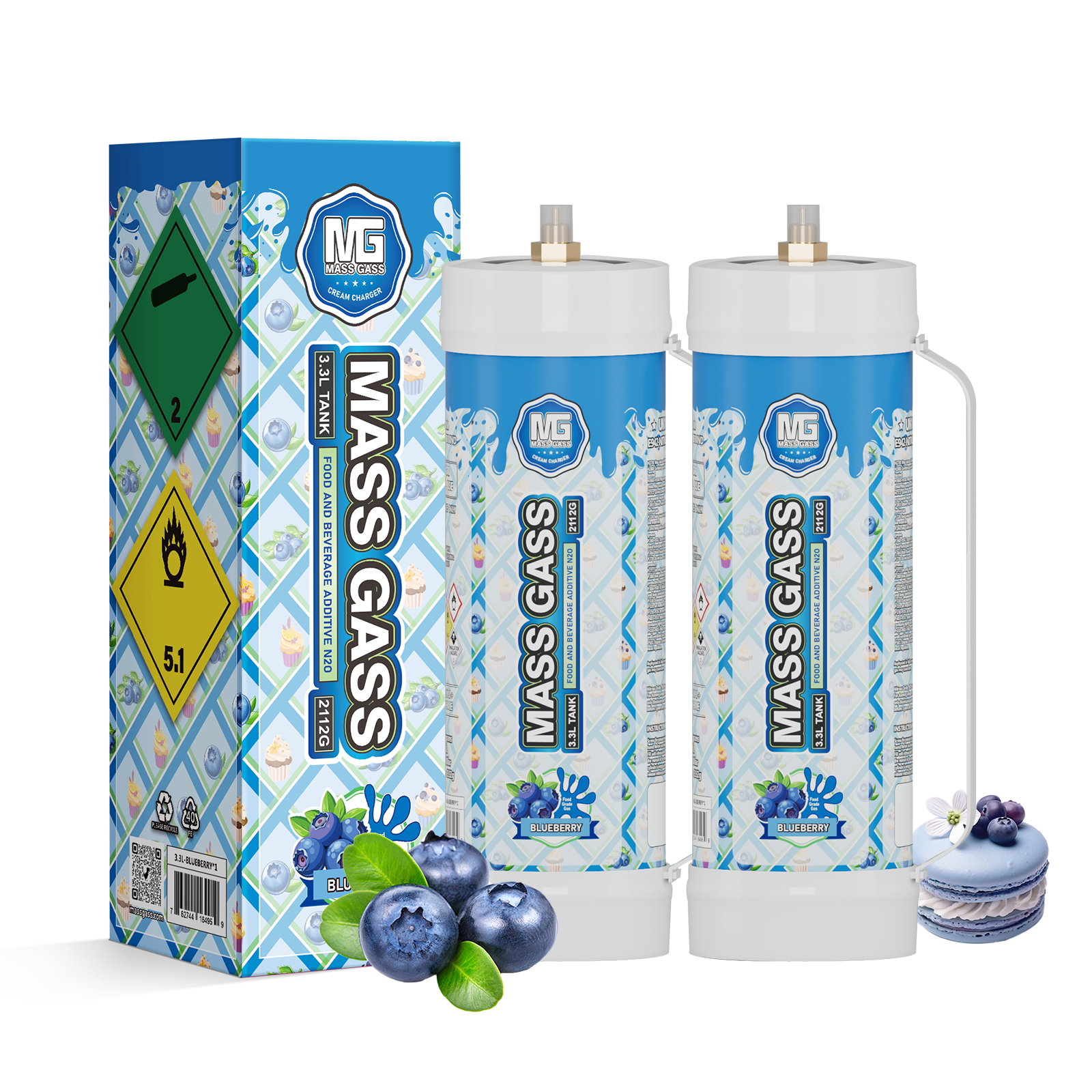 MassGass 3.3L/2112g -Bluberry Flavor Whipped Cream Chargers