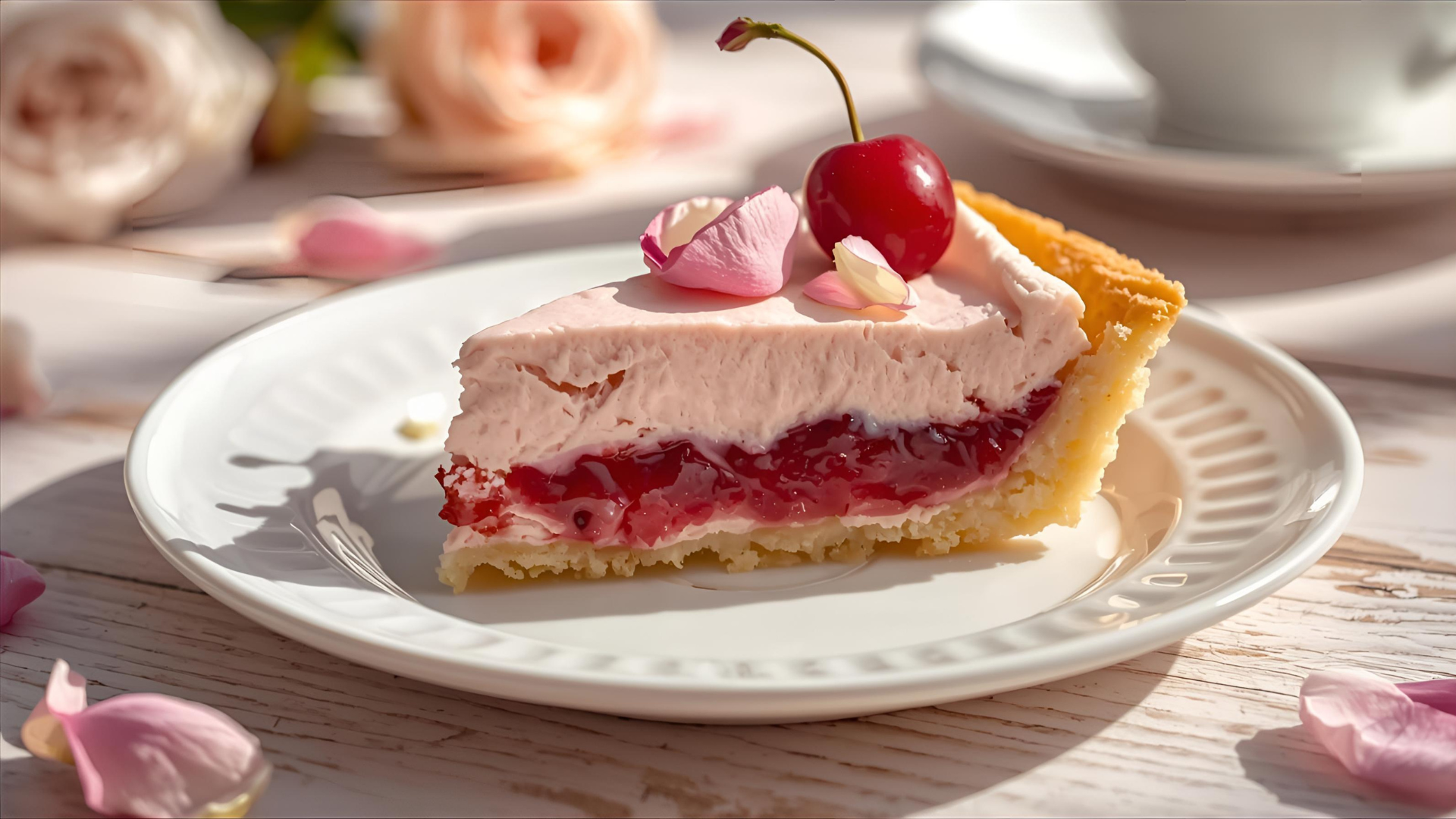 Rose Cherry Cream Pie