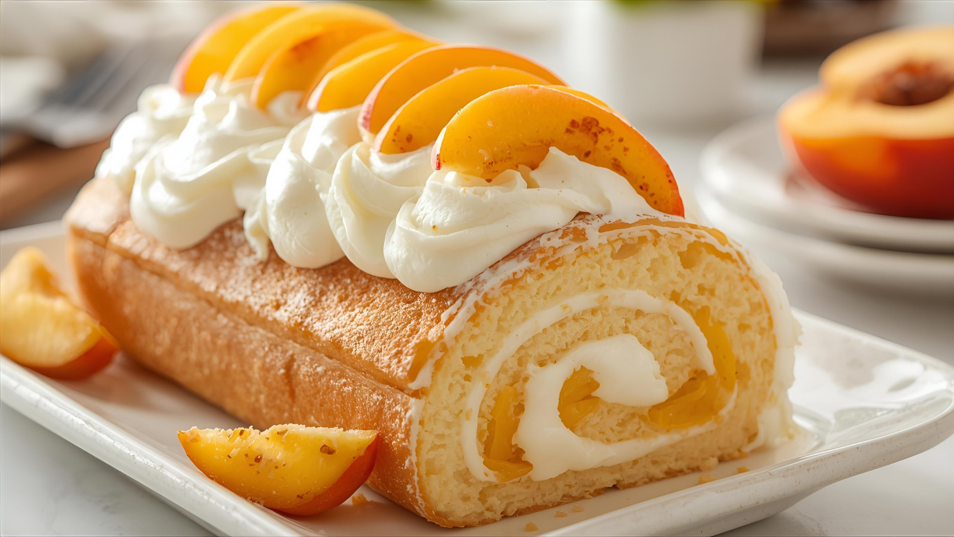 Gluten-Free Peach Swiss Cream Roll