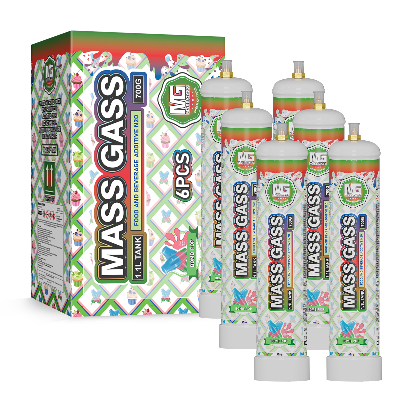 MassGass Bomb Pop Flavor Whipped Nitrous Oxide Cream Chargers