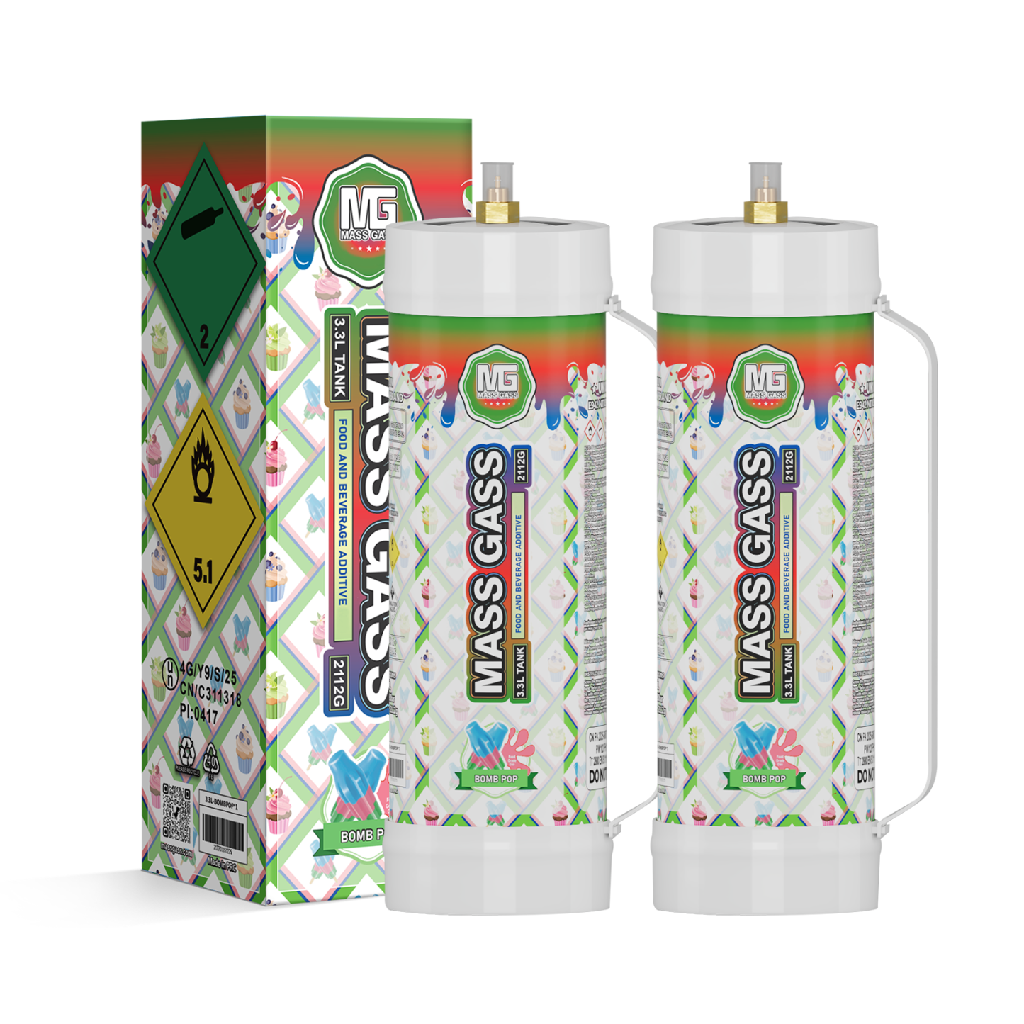 MassGass Bomb Pop Flavor Whipped Nitrous Oxide Cream Chargers