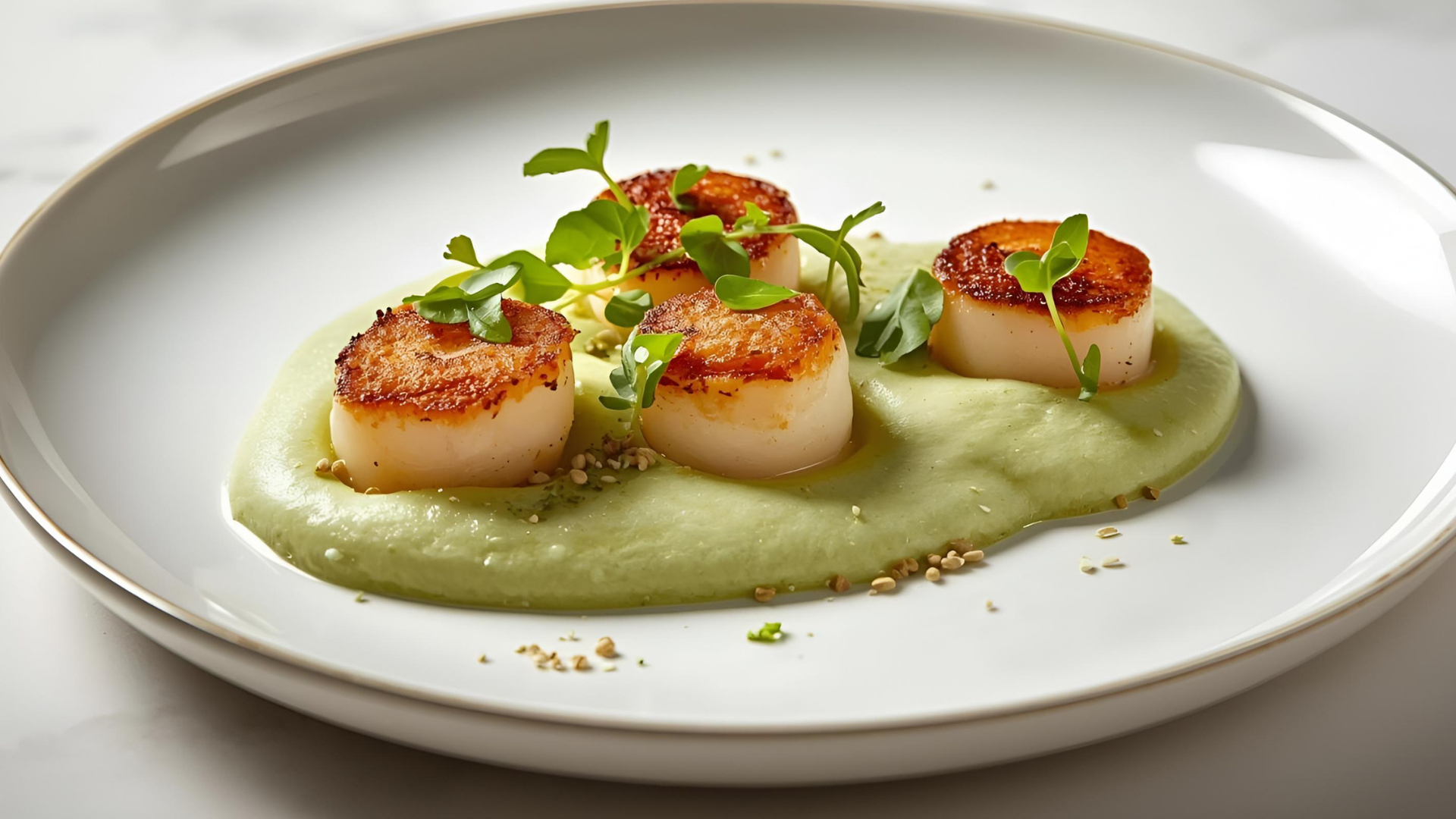 Seared Scallops with Savory Matcha Foam