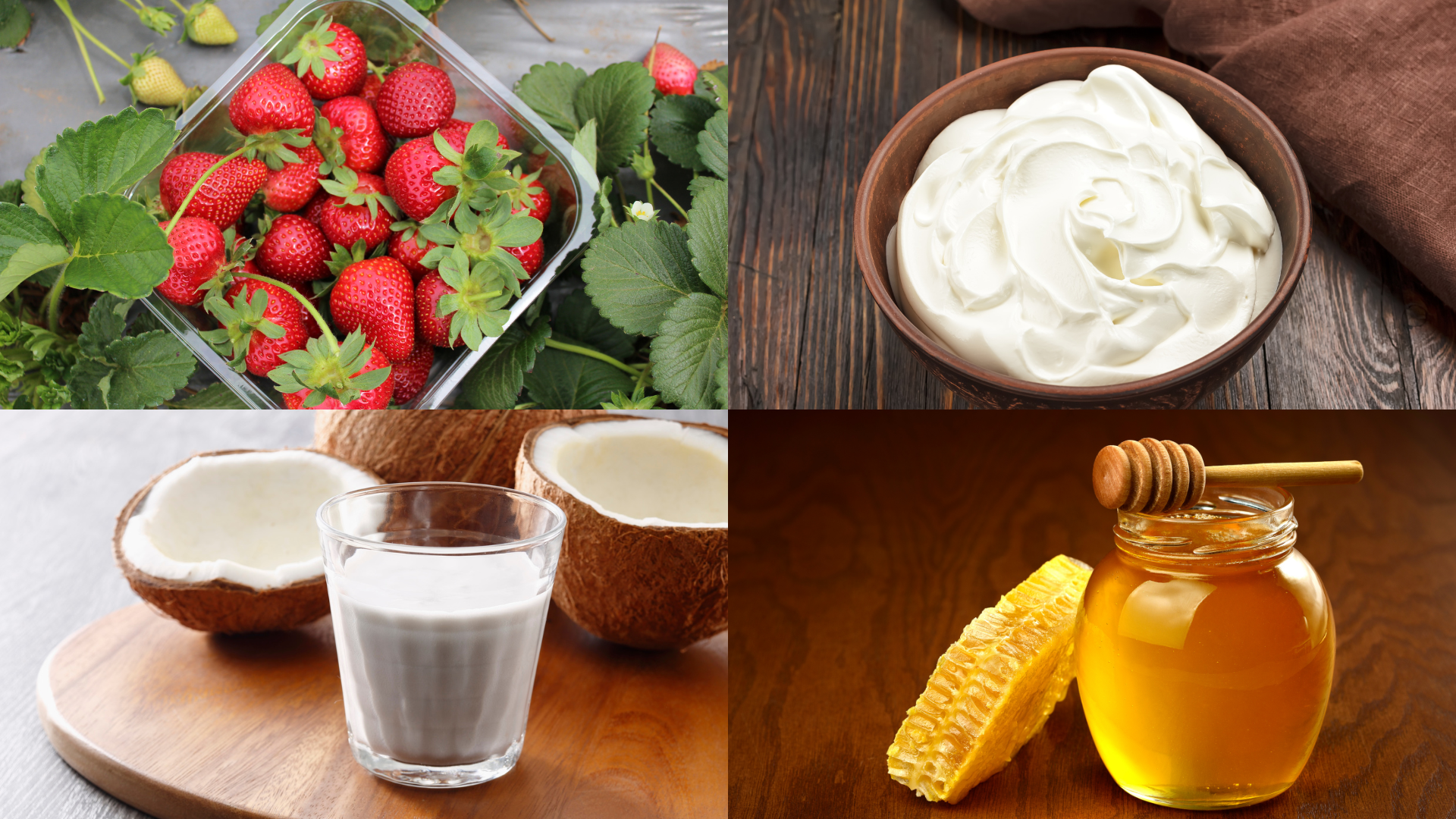 ingredients for Strawberry Coconut Milkshake