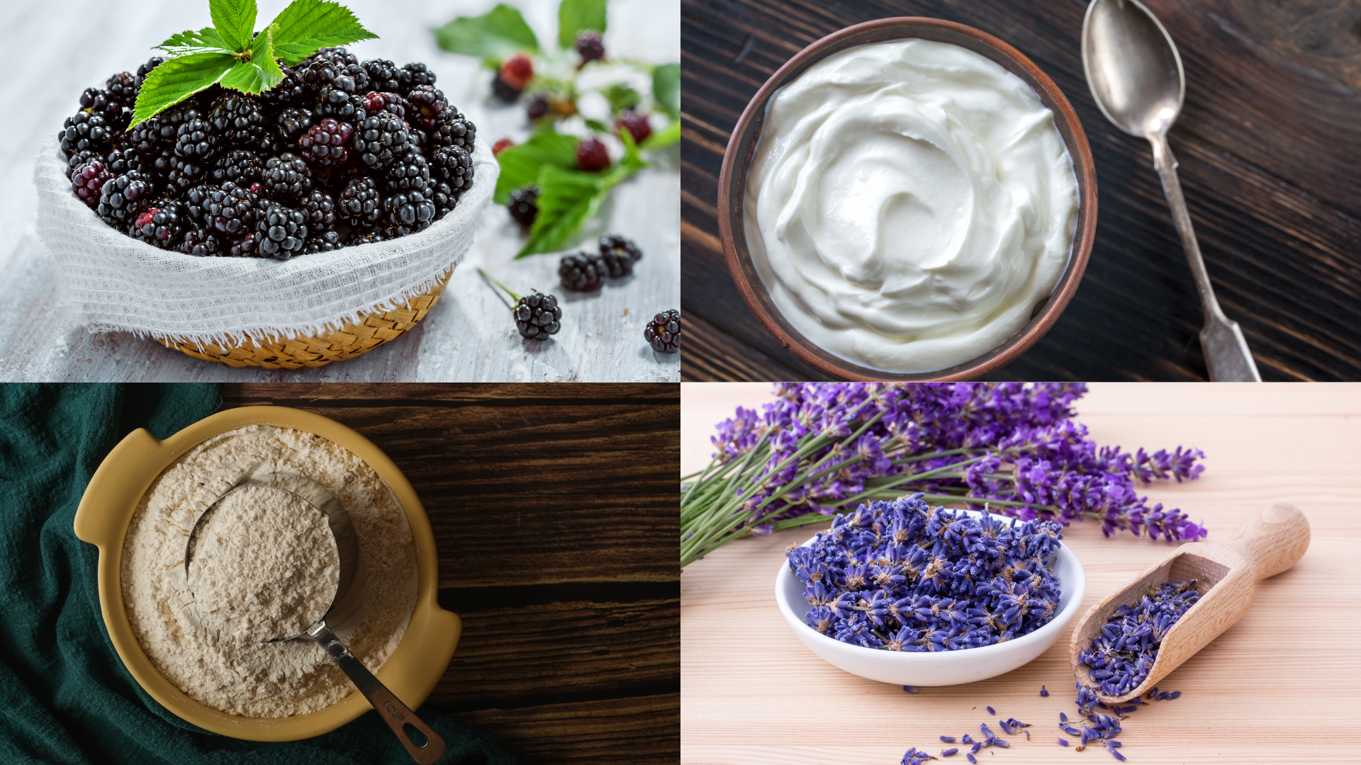 ingredients for Lavender Lemon Blackberry Cake