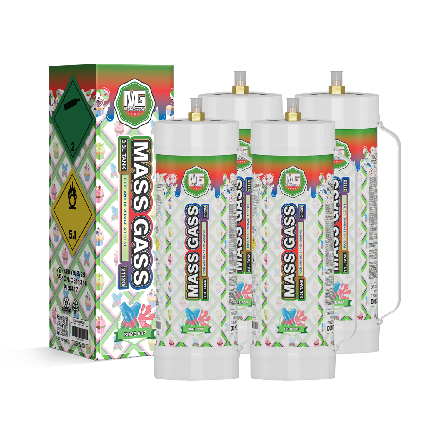 MassGass Bomb Pop Flavor Whipped Nitrous Oxide Cream Chargers