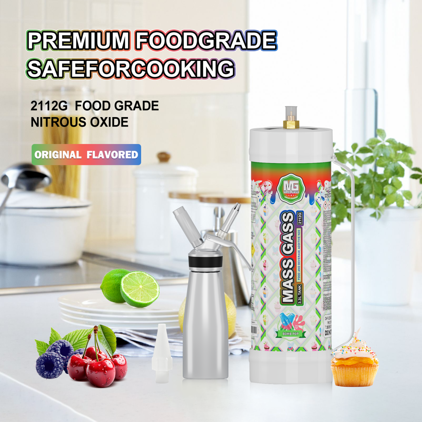 MassGass 3.3L/2112g -Bombpop Flavor Whipped Cream Chargers