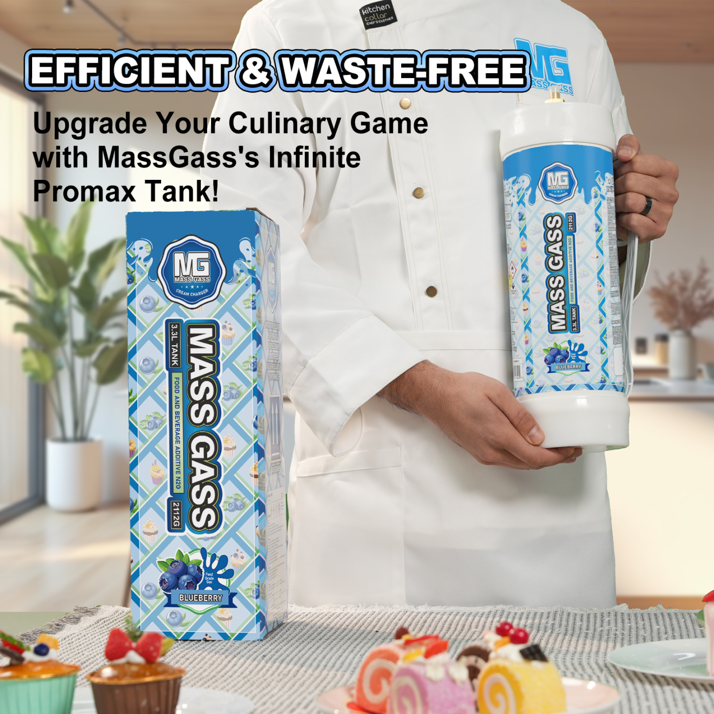 MassGass 3.3L/2112g -Bluberry Flavor Whipped Cream Chargers