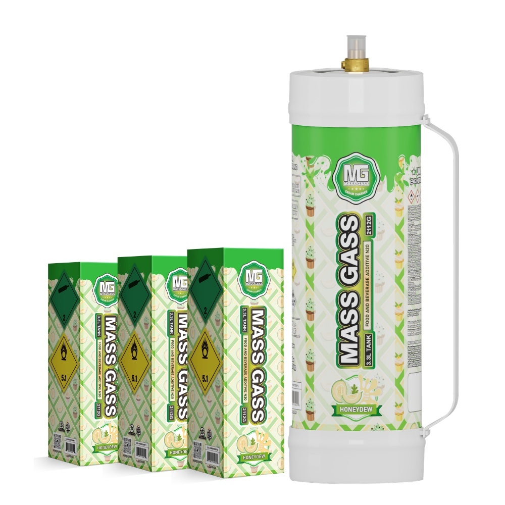 MassGass 3.3L/2112g -Honeydew Flavor Whipped Nitrous Oxide Cream Charger Tanks