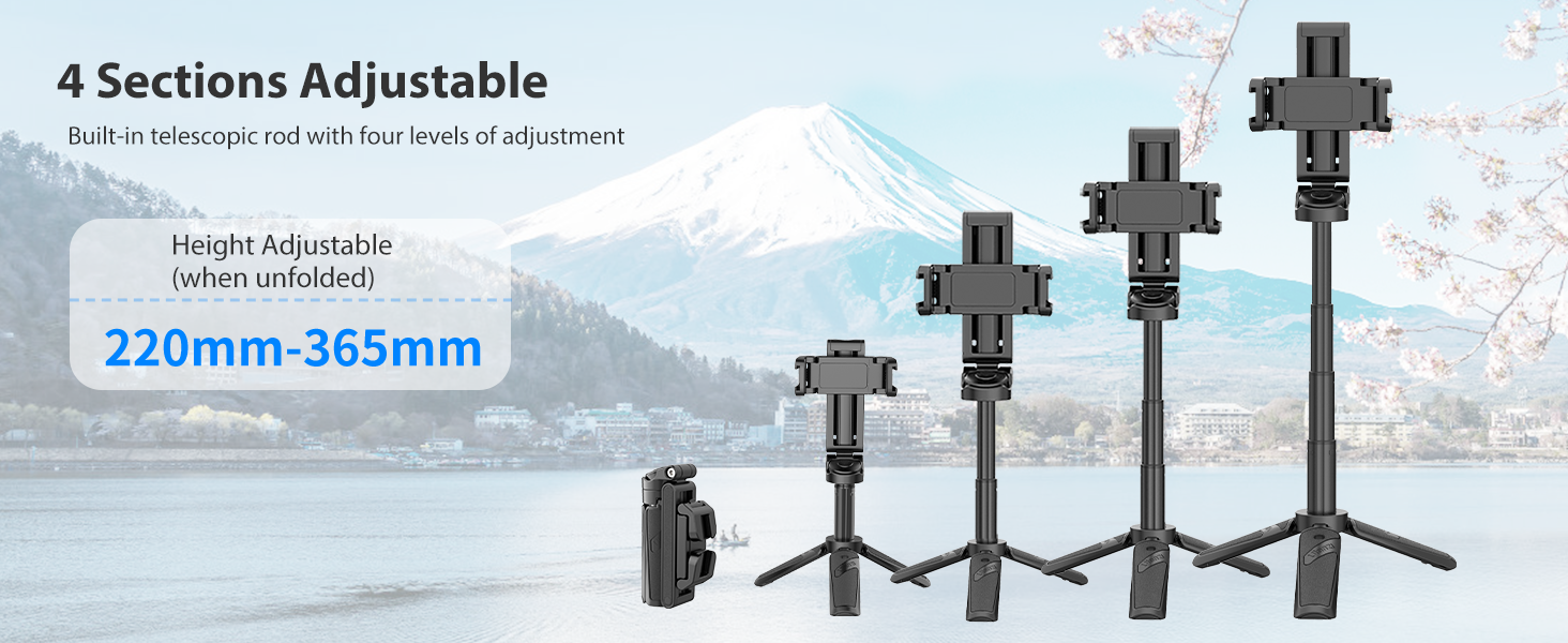 ULANZI JJ02 Selfie Stick Tripod, Extendable Grip Phone Tripod with Detachable