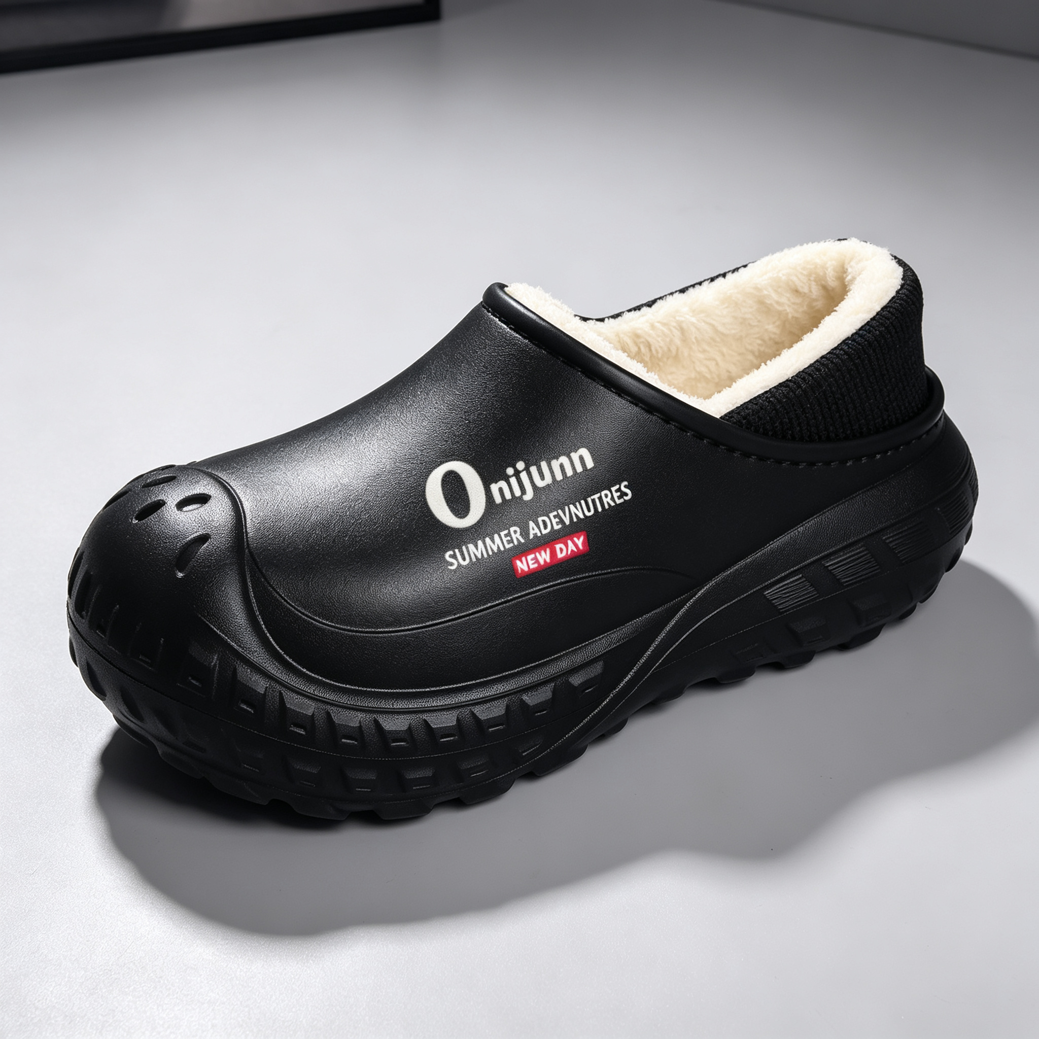Plush Fleece Lining Rugged Non‑Slip Winter Slip‑On Shoes