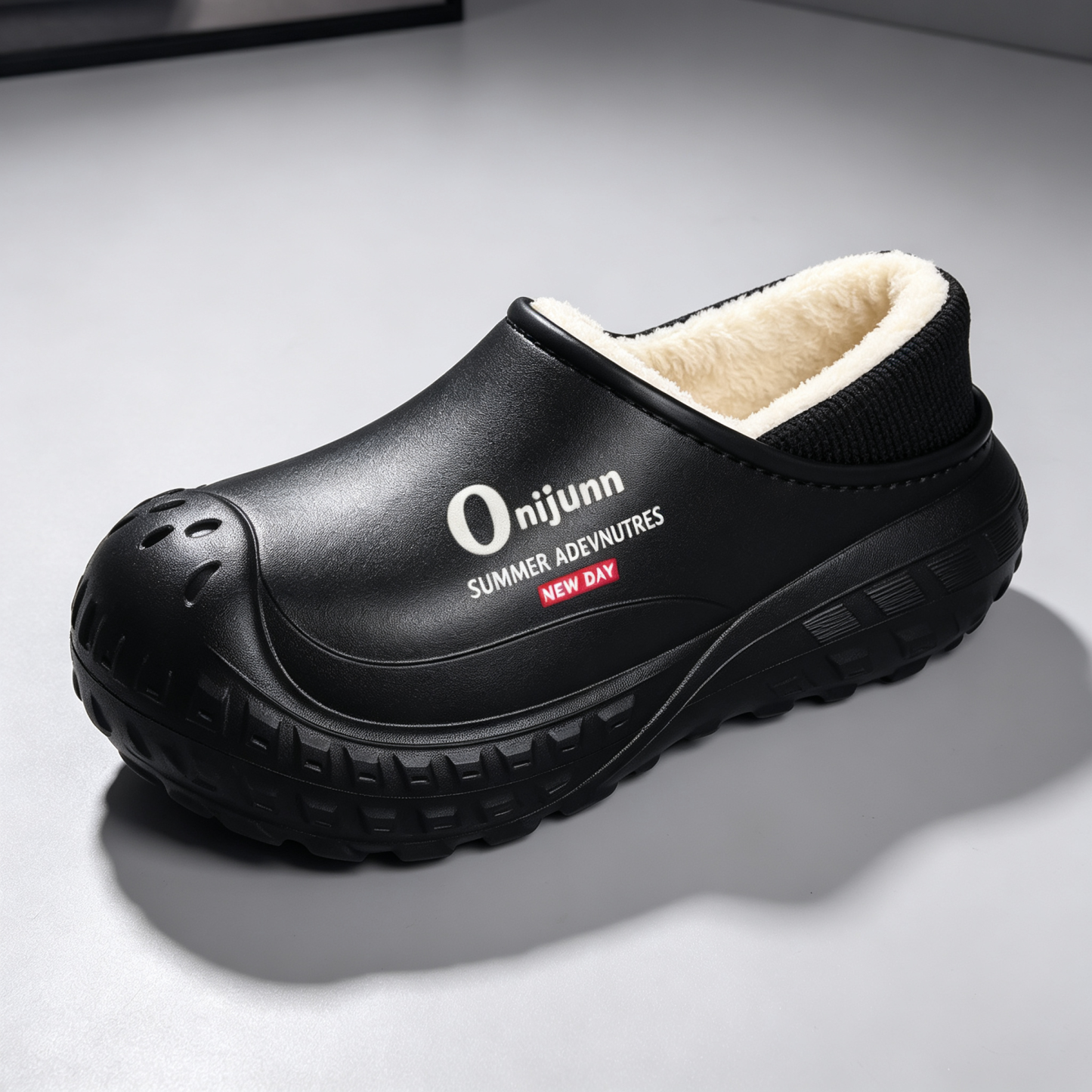 Plush Fleece Lining Rugged Non‑Slip Winter Slip‑On Shoes