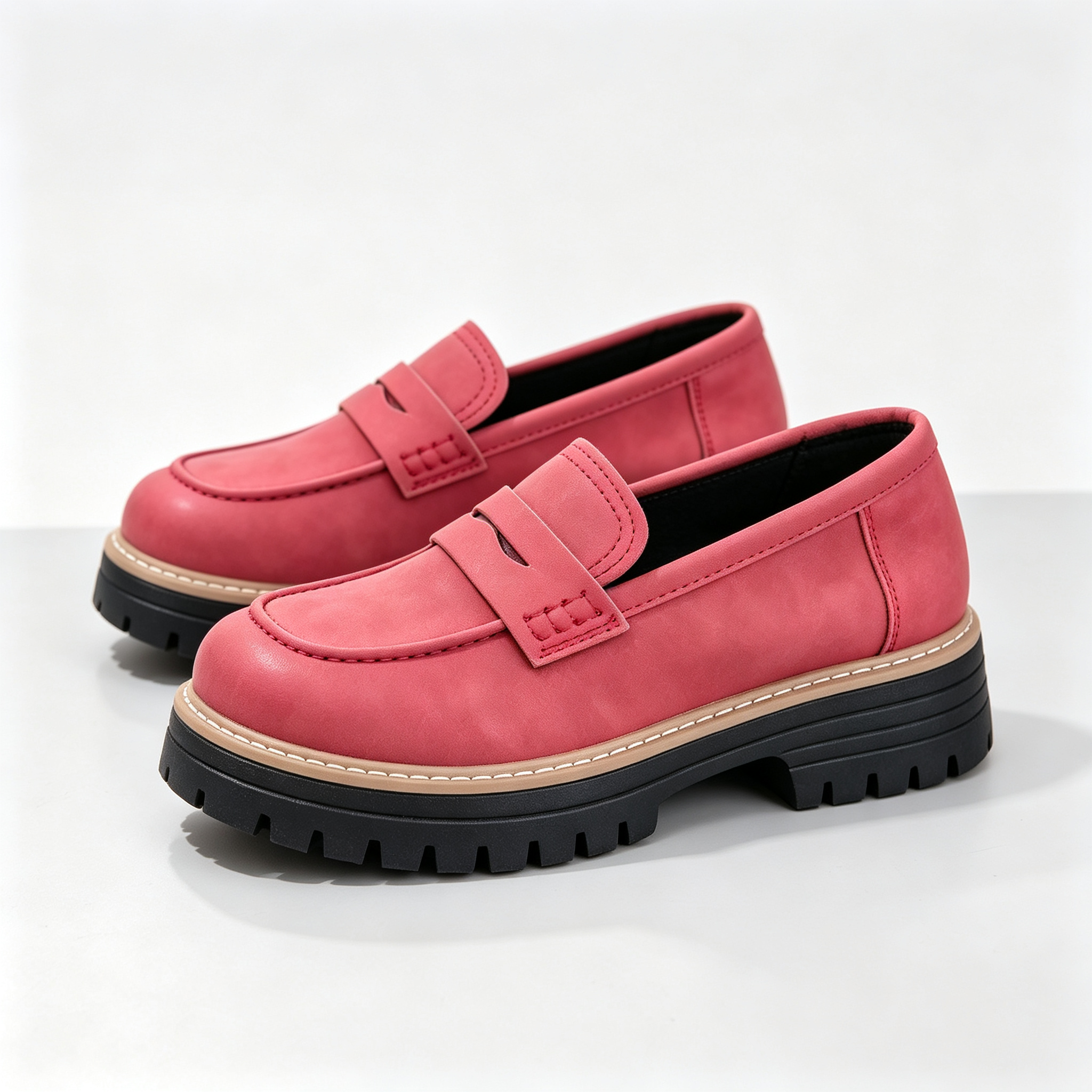 Chic Platform Lug Sole Women’s Loafers, Versatile Slip-On Shoes for Work & Daily Wear