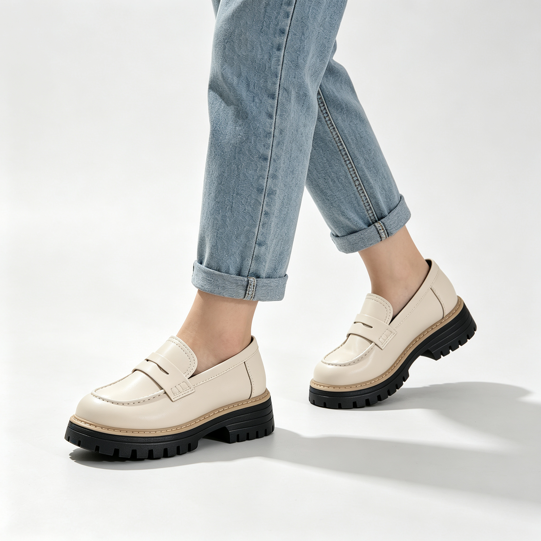 Chic Platform Lug Sole Women’s Loafers, Versatile Slip-On Shoes for Work & Daily Wear