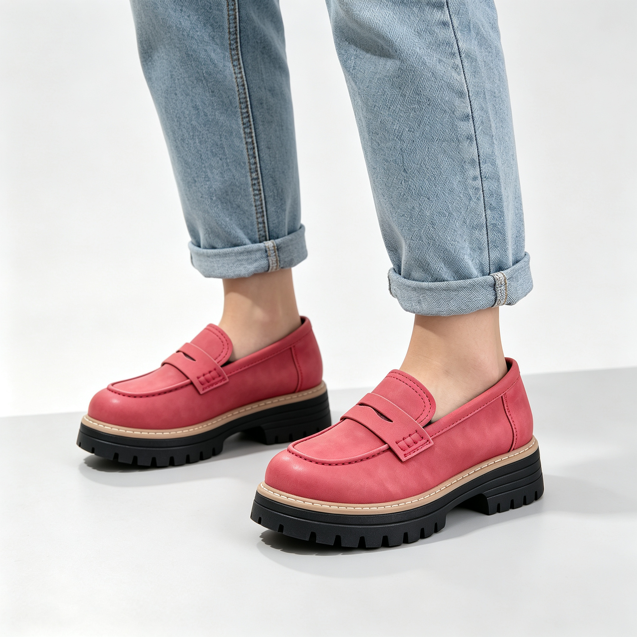 Chic Platform Lug Sole Women’s Loafers, Versatile Slip-On Shoes for Work & Daily Wear